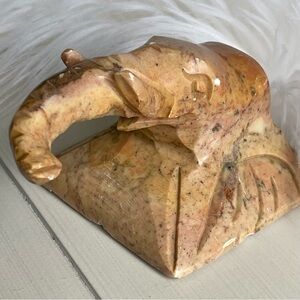 Elephant Head Stone Marble Hand Carved Paper Weight Bookshelf Style Decor